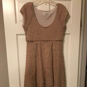 Tan, empire-waist dress by Iris Clothing